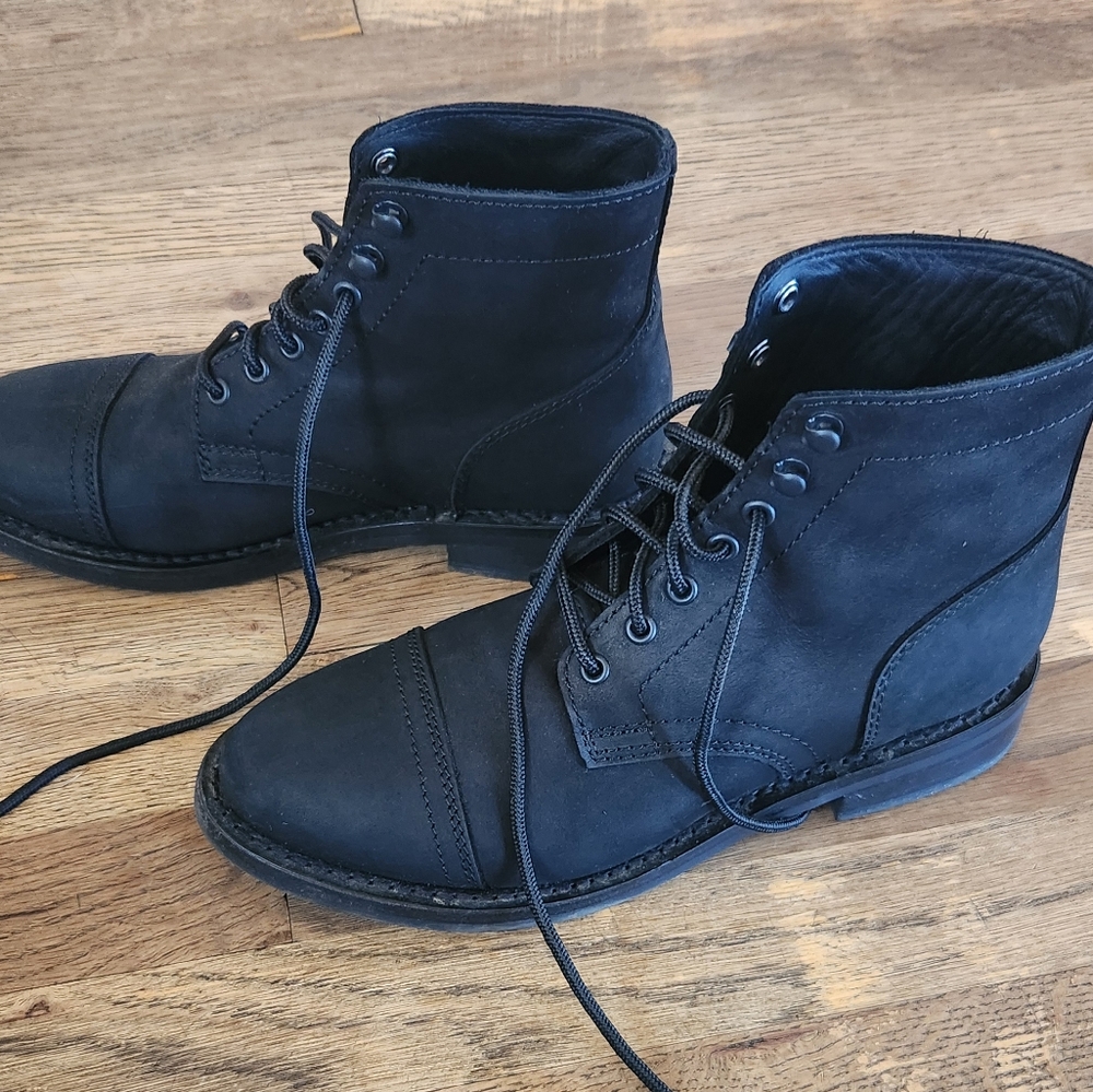 Thursday Boot Company Black Lace-Up Cap-Toe Boots